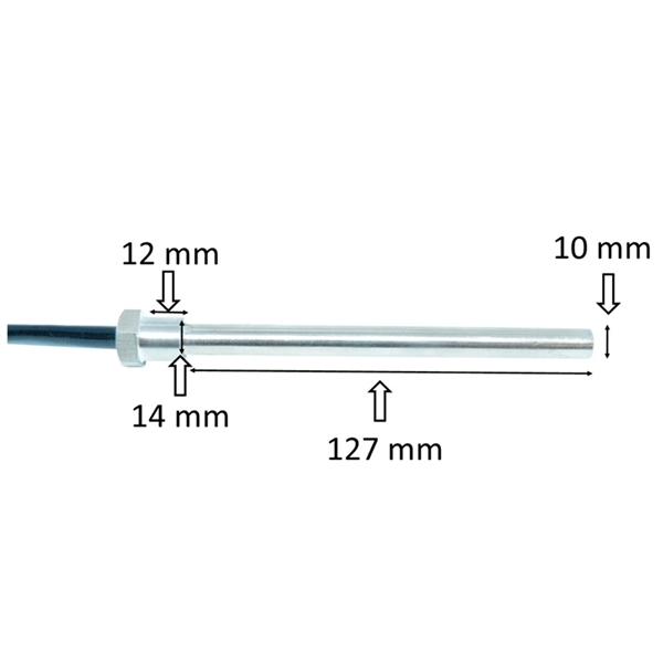 Zündkerze / Glühzünder mit Flansch für Pelletofen: 9,5 / 14 mm x 127 mm 300 W